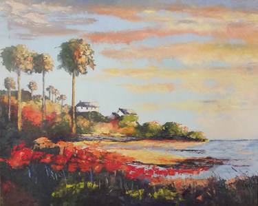 Original Beach Painting by KATHY CLARK