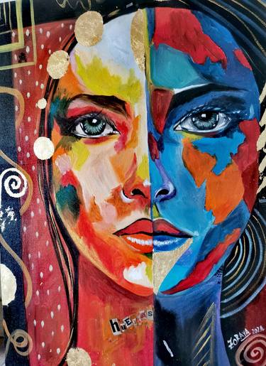 Original Abstract Expressionism Women Painting by Gloria Zoraya Cuervo Herrera