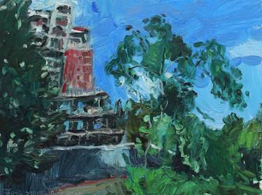 Original Expressionism Architecture Paintings by Diana Savostaite