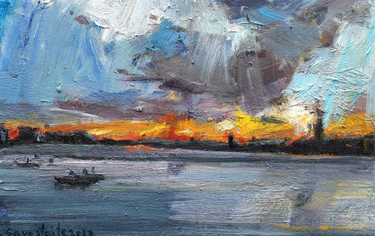 Original Contemporary Landscape Painting by Diana Savostaite