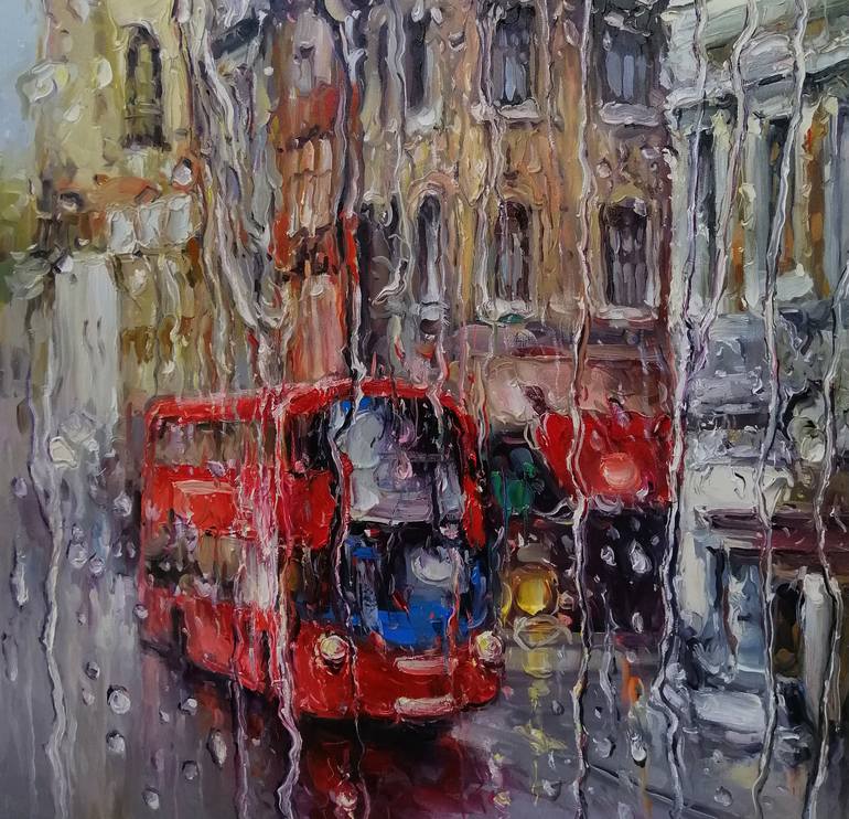 Original Abstract Expressionism Cities Painting by Artem Grunyka