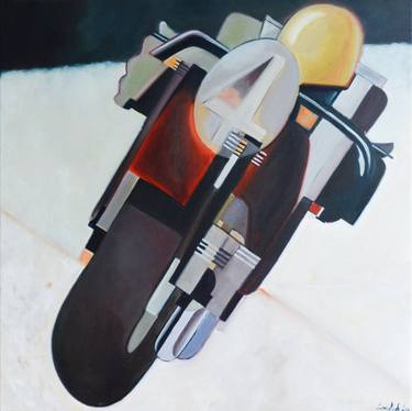 Original Art Deco Transportation Painting by Roman Sedlak