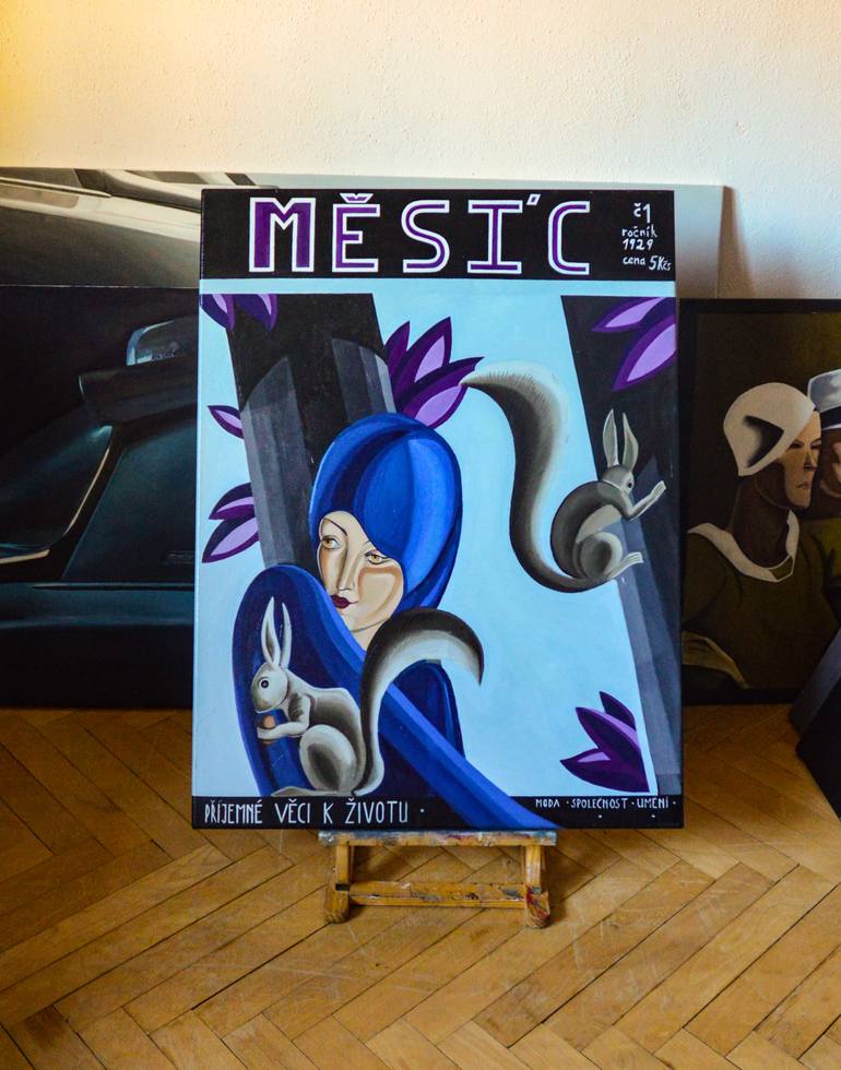 Original Art Deco Fashion Painting by Roman Sedlak