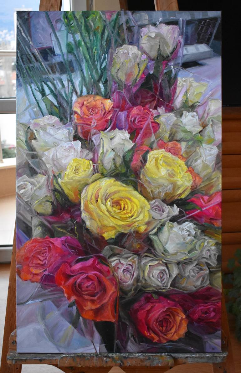 Original Fine Art Floral Painting by Van Krusteva