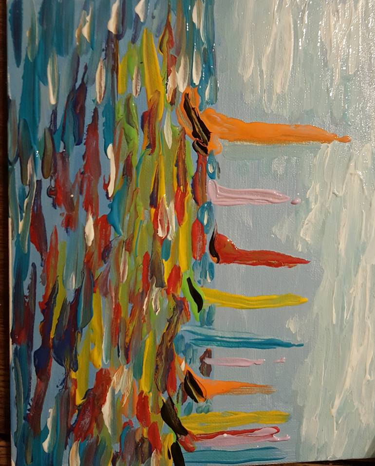 Original Abstract Expressionism Sailboat Painting by Valerie Leri