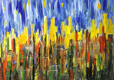 Original Abstract Expressionism Cities Paintings by Valerie Leri