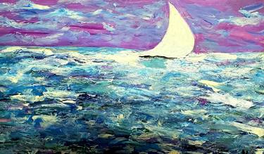 Original Expressionism Sailboat Paintings by Valerie Leri