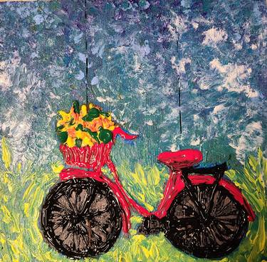 Original Abstract Bicycle Paintings by Valerie Leri