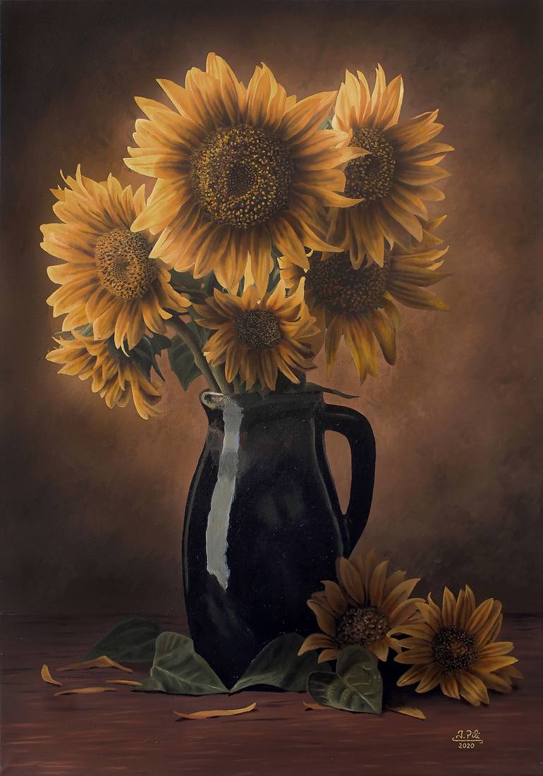 Still life: sunflowers Painting by Ivan Pili | Saatchi Art