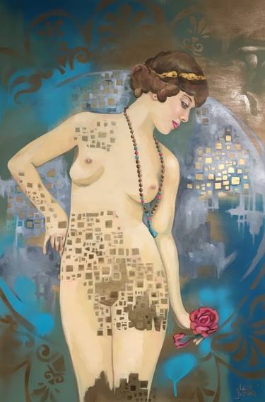 Original Art Deco Nude Paintings by Leah Guzman