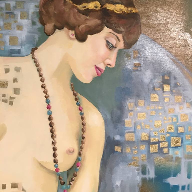 Original Art Deco Nude Painting by Leah Guzman