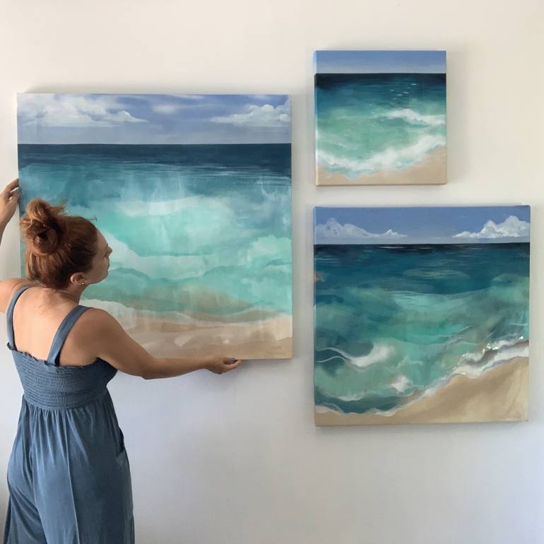 Original Abstract Beach Painting by Leah Guzman