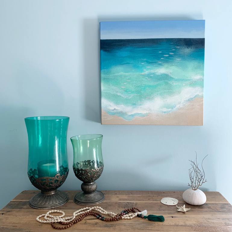 Original Abstract Beach Painting by Leah Guzman