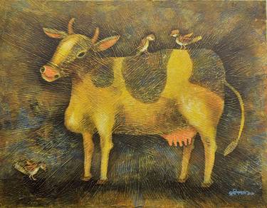 Original Art Deco Cows Paintings by sudip das
