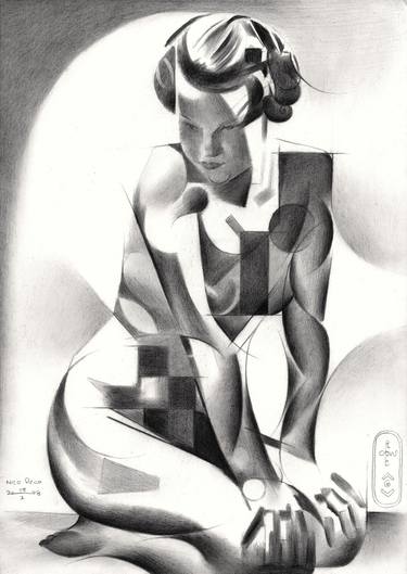 Original Art Deco Nude Drawings by Corné Akkers