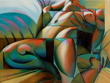 Original Cubism Nude Paintings by Corné Akkers