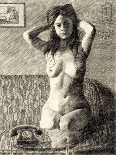 Original Art Deco Nude Drawings by Corné Akkers