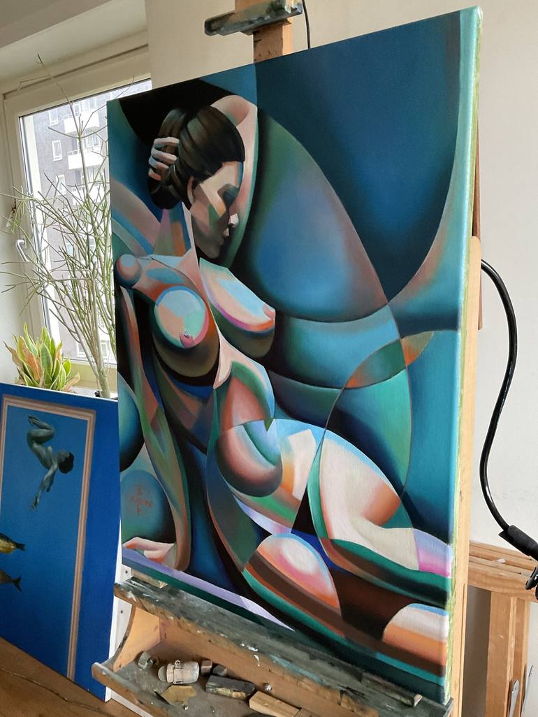 Original Cubism Nude Painting by Corné Akkers