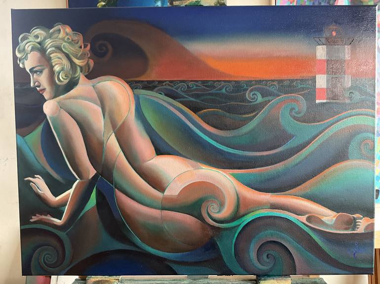Original Art Deco Nude Painting by Corné Akkers