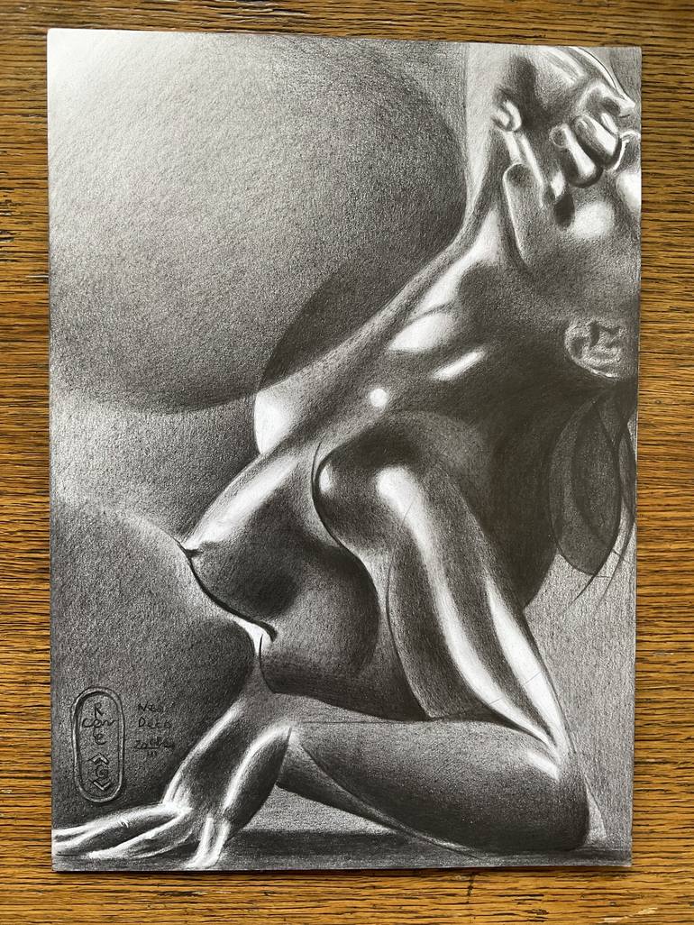 Original Cubism Nude Drawing by Corné Akkers