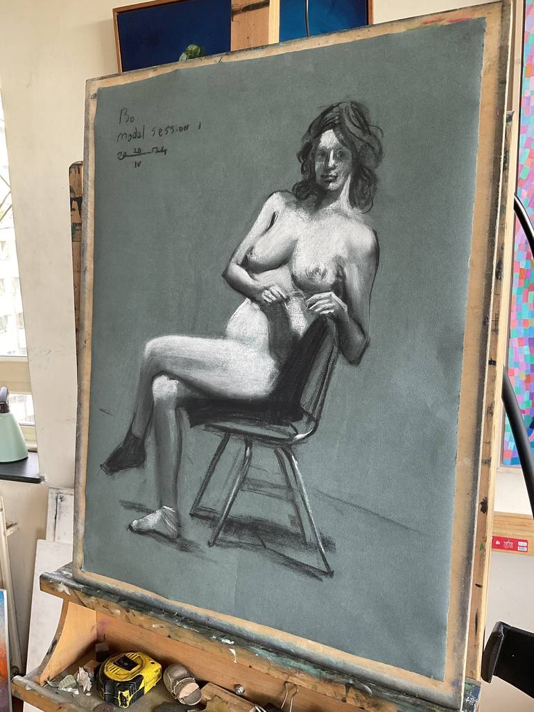 Original Impressionism Nude Drawing by Corné Akkers