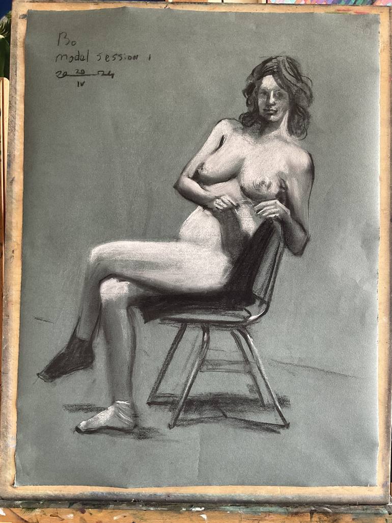 Original Impressionism Nude Drawing by Corné Akkers