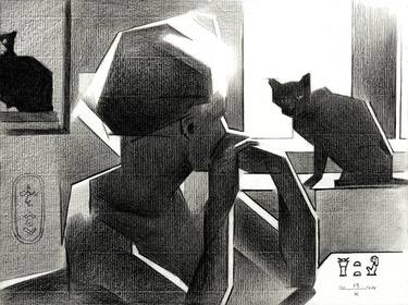 Original Geometric Cats Drawings by Corné Akkers