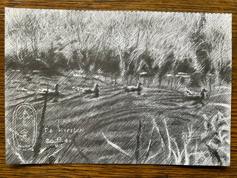 Original Impressionism Landscape Drawing by Corné Akkers