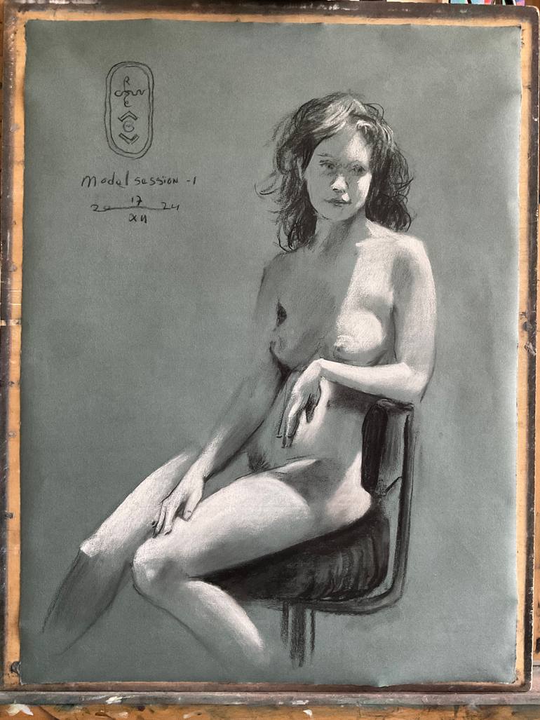 Original Impressionism Nude Drawing by Corné Akkers