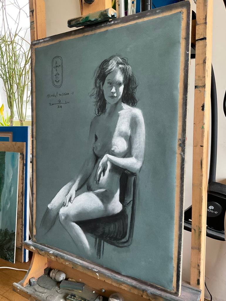 Original Impressionism Nude Drawing by Corné Akkers