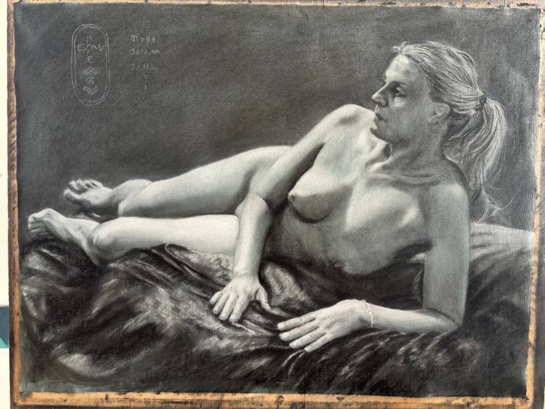 Original Impressionism Nude Drawing by Corné Akkers
