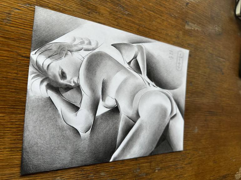Original Cubism Nude Drawing by Corné Akkers