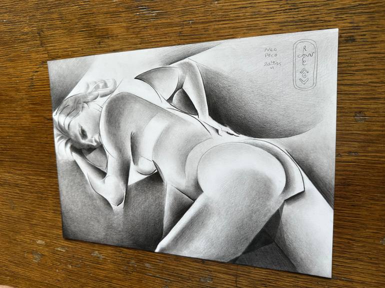 Original Cubism Nude Drawing by Corné Akkers