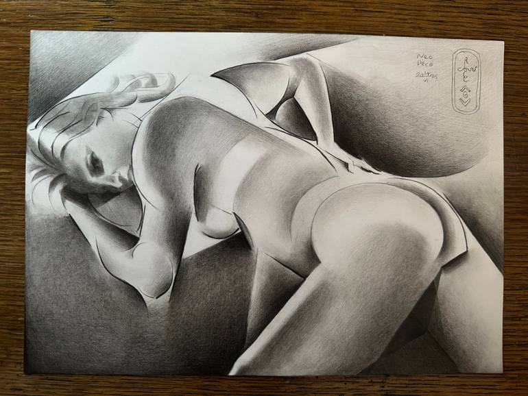 Original Cubism Nude Drawing by Corné Akkers
