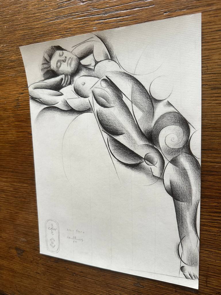 Original Cubism Nude Drawing by Corné Akkers