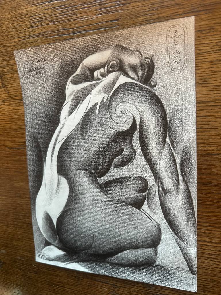 Original Cubism Nude Drawing by Corné Akkers