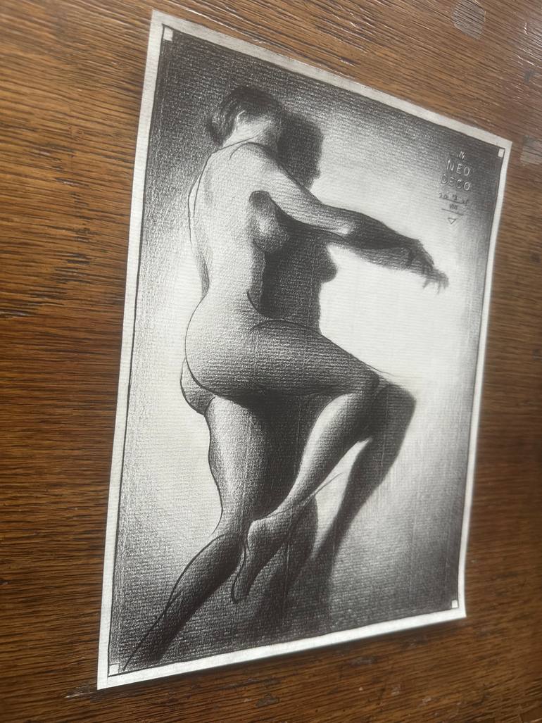 Original Art Deco Nude Drawing by Corné Akkers