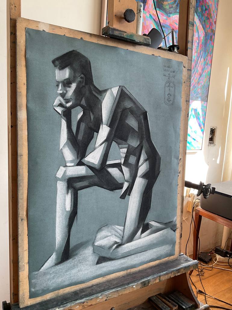 Original Cubism Nude Drawing by Corné Akkers