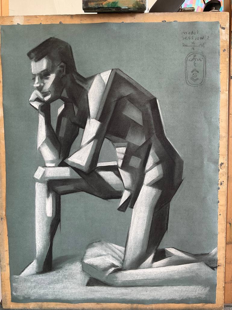 Original Cubism Nude Drawing by Corné Akkers