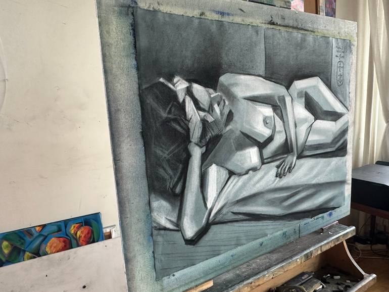 Original Cubism Nude Drawing by Corné Akkers