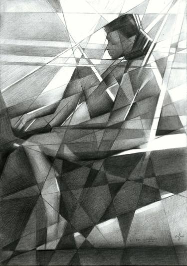 Original Cubism Nude Drawings by Corné Akkers