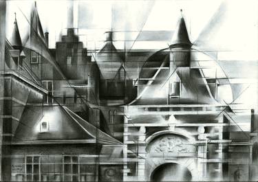 Original Cubism Cities Drawings by Corné Akkers