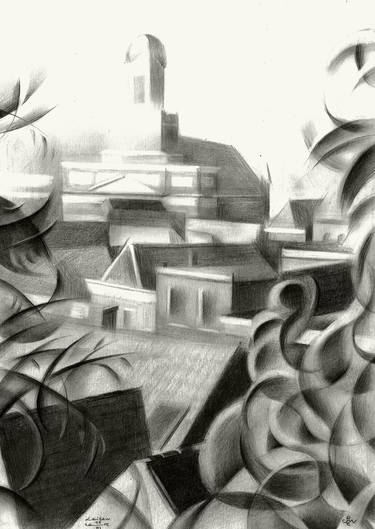 Original Abstract Cities Drawings by Corné Akkers