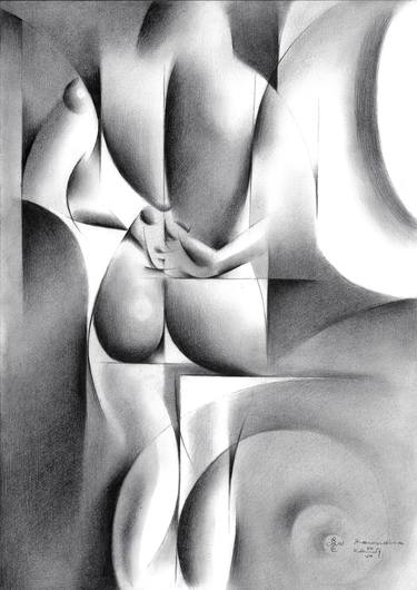 Print of Cubism Nude Drawings by Corné Akkers