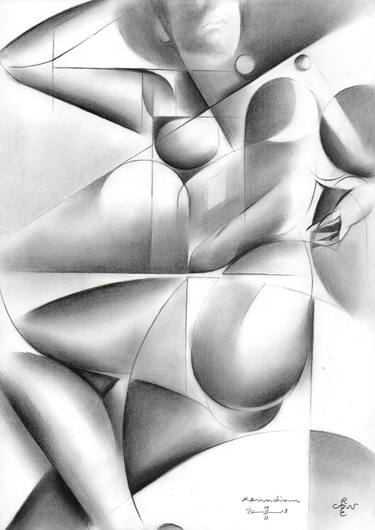 Print of Cubism Nude Drawings by Corné Akkers