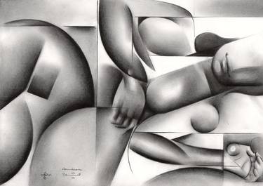 Print of Cubism Nude Drawings by Corné Akkers