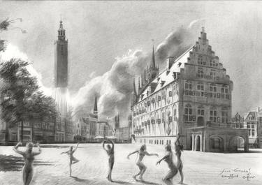 Print of Surrealism Cities Drawings by Corné Akkers