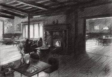 Print of Interiors Drawings by Corné Akkers