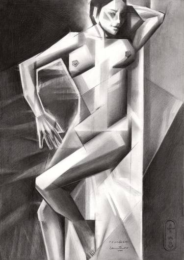 Original Cubism Nude Drawings by Corné Akkers