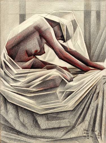 Print of Cubism Nude Drawings by Corné Akkers